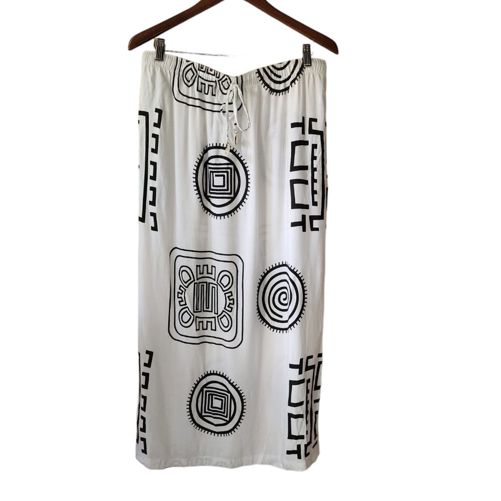 Ashro Linen Blend Mythological African Printed Maxi Skirt large